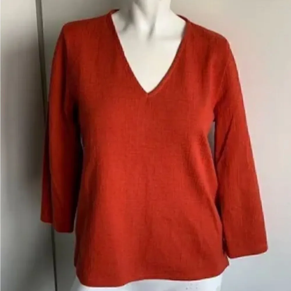 J Crew Rust Colored 3/4 Sleeve Top size XS